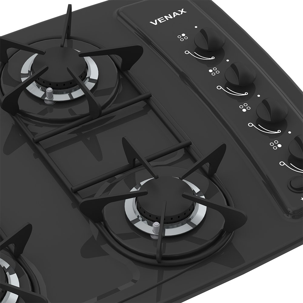 Fogão Cooktop Venax 4 Bocas - Bivolt - Preto